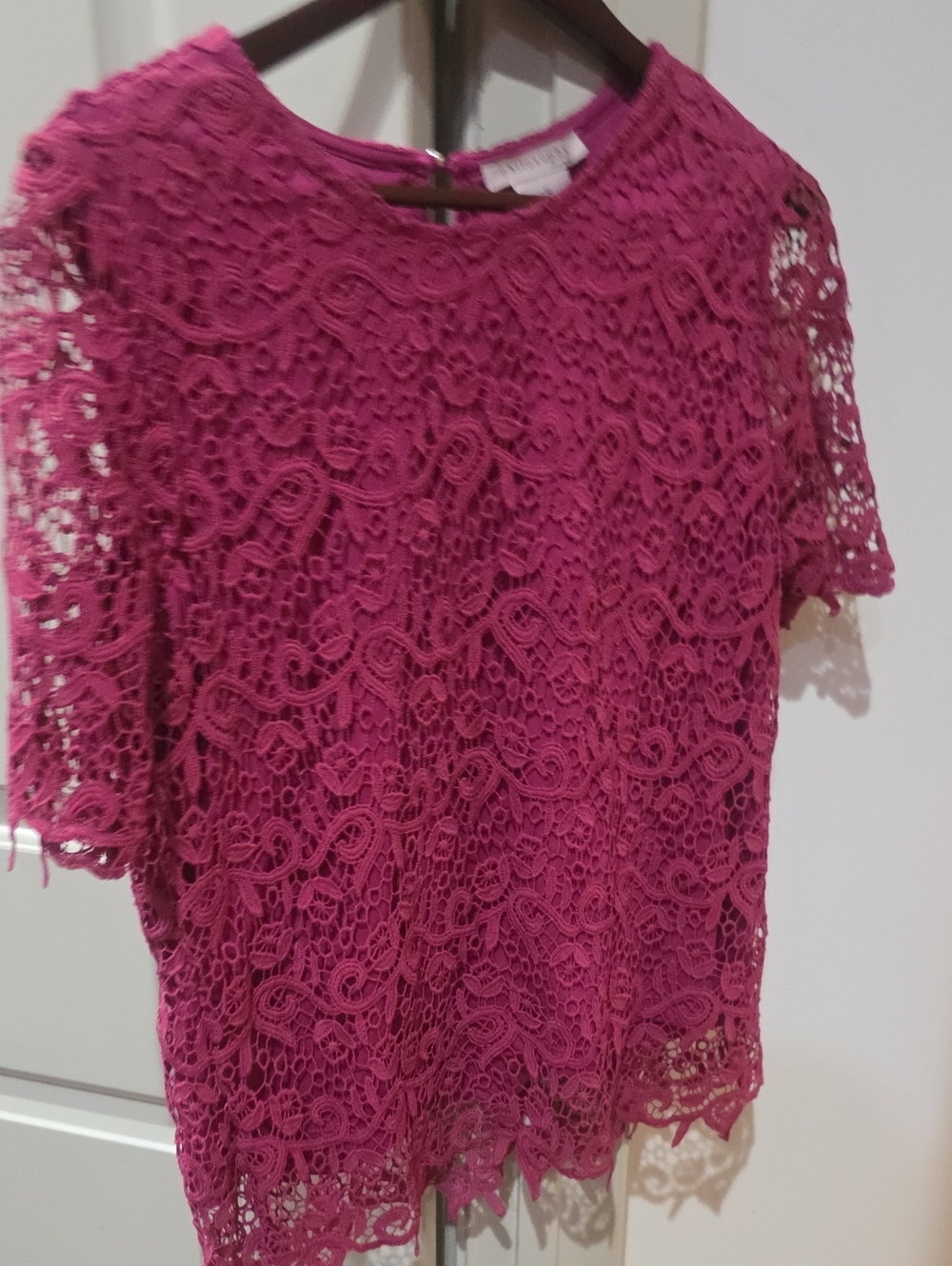 Philosophy Fuchsia Lace Short-Sleeve Blouse